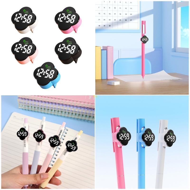 Yu ปากกาลูกลื่นนาฬิกาอิเล็กทรอนิกส์ Mini Clovers นาฬิกาสําหรับ Penholder 0 74 นิ้วสําหรับโรงเรียนสํา