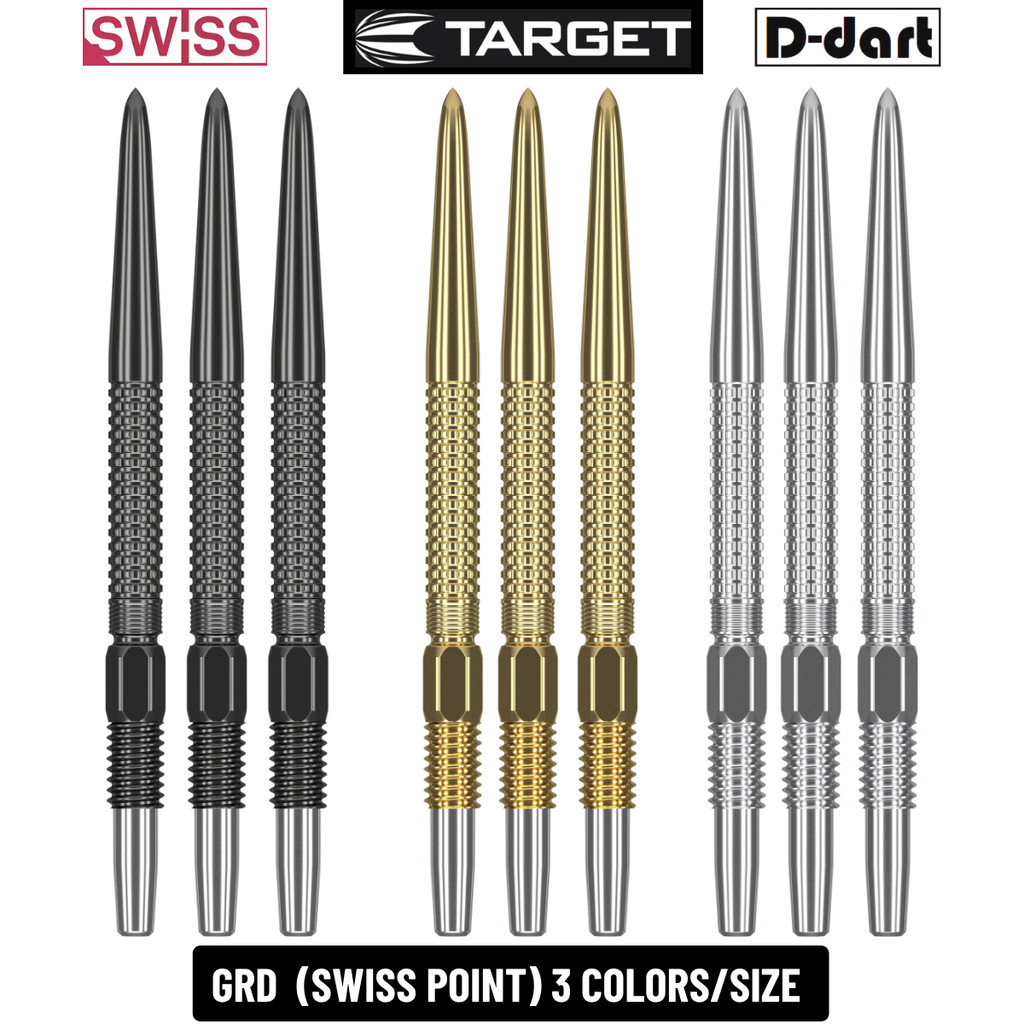 TARGET Dart Point - SWISS GRD POINT BLACK/GOLD/SILVER REPLACEMENT STEEL DART POINT 3 ชิ้น/แพ็ค
