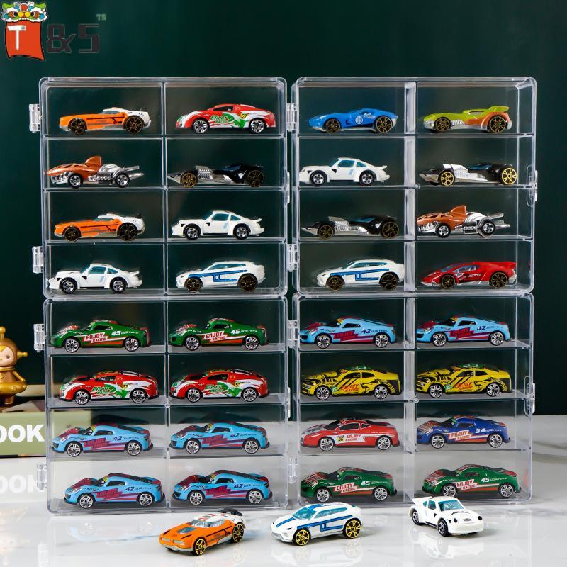 T&S 1:64 Scale Car Model Storage Box 8 Slot Clear Display Shelf Toy Car Dust Storage Container For T