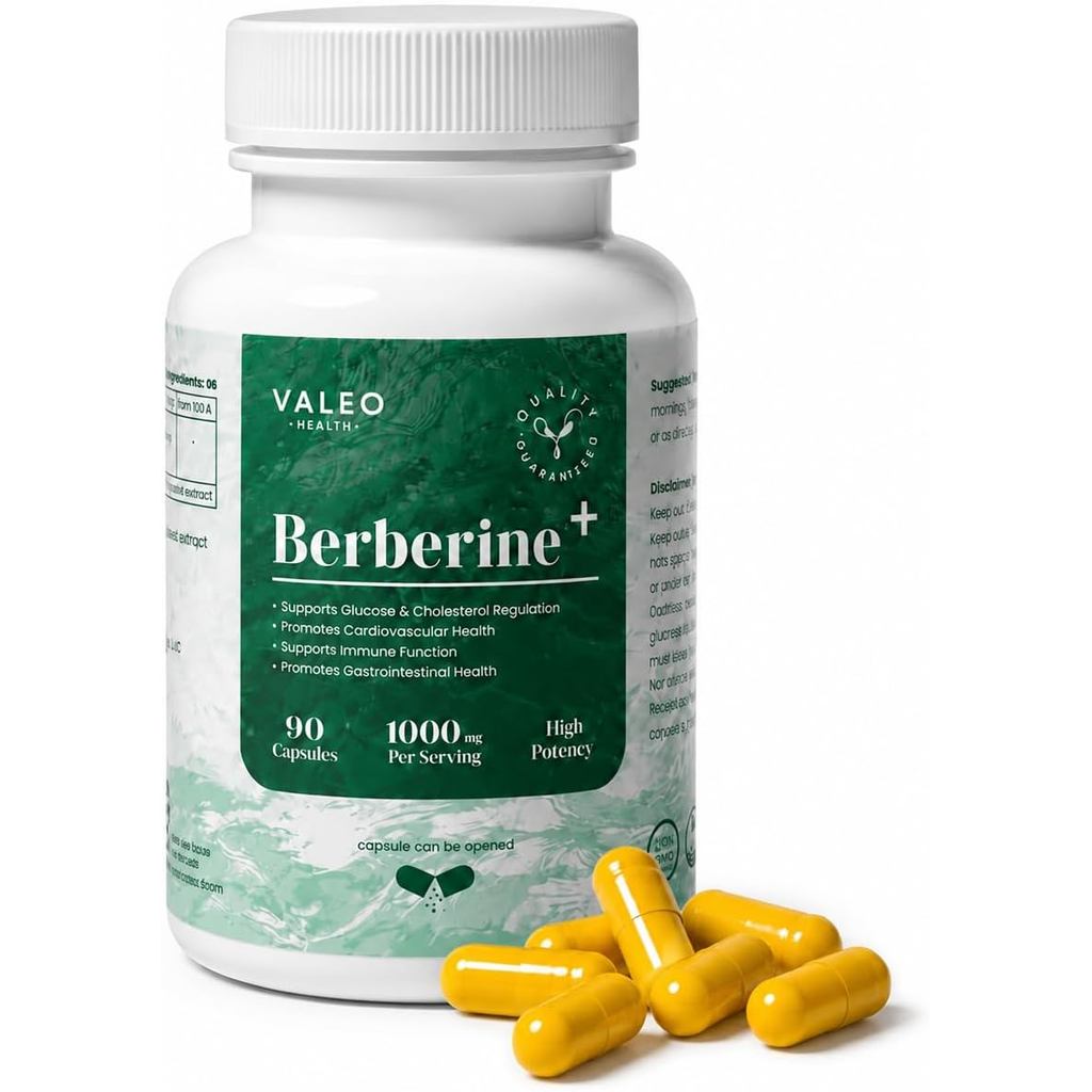 วาเลโอ เบอร์เบอรี่+ | เบอร์เบอร์รีน เอชซีแอล | 96%+ ความบริสุทธิ์ | 90 แคปซูล | การสนับสนุนน้ําตาลใน