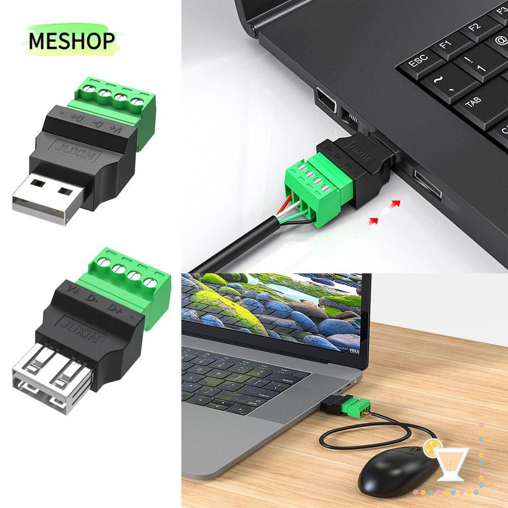 MESHOPTH USB Turn Terminal, Adapter Connector Jack Type A USB Connector, 4 pin USB 2.0 4 Pin Screw T