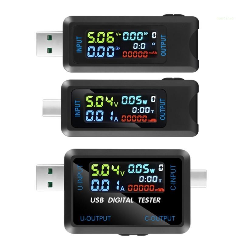 San* USB C USB Tester Power Meter มัลติมิเตอร์แบบดิจิตอล 4 5-36V 0-5A เครื่องทดสอบแรงดันไฟฟ้าและกระแ