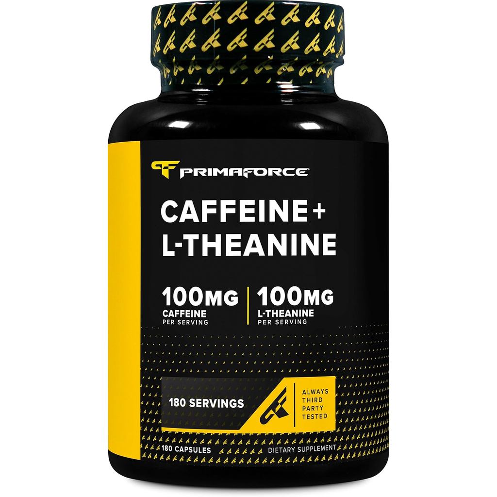 Primaforce Caffeine พร้อม L-Theanine (ตัวละ 100 มก.) 180 แคปซูล