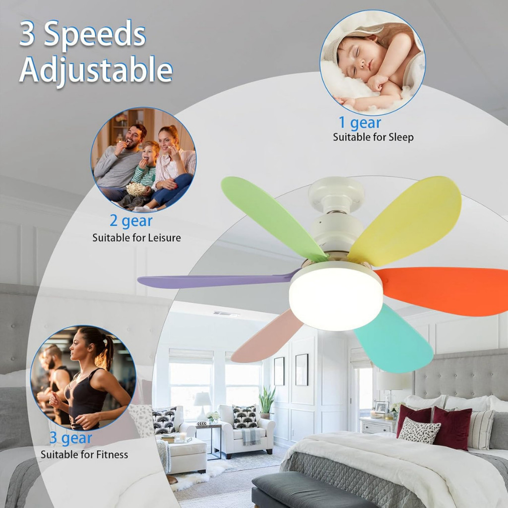 3 Speeds E27 Fan Light Ceiling Fan Lamp Lighting Fan Small Ceiling Fan with Light