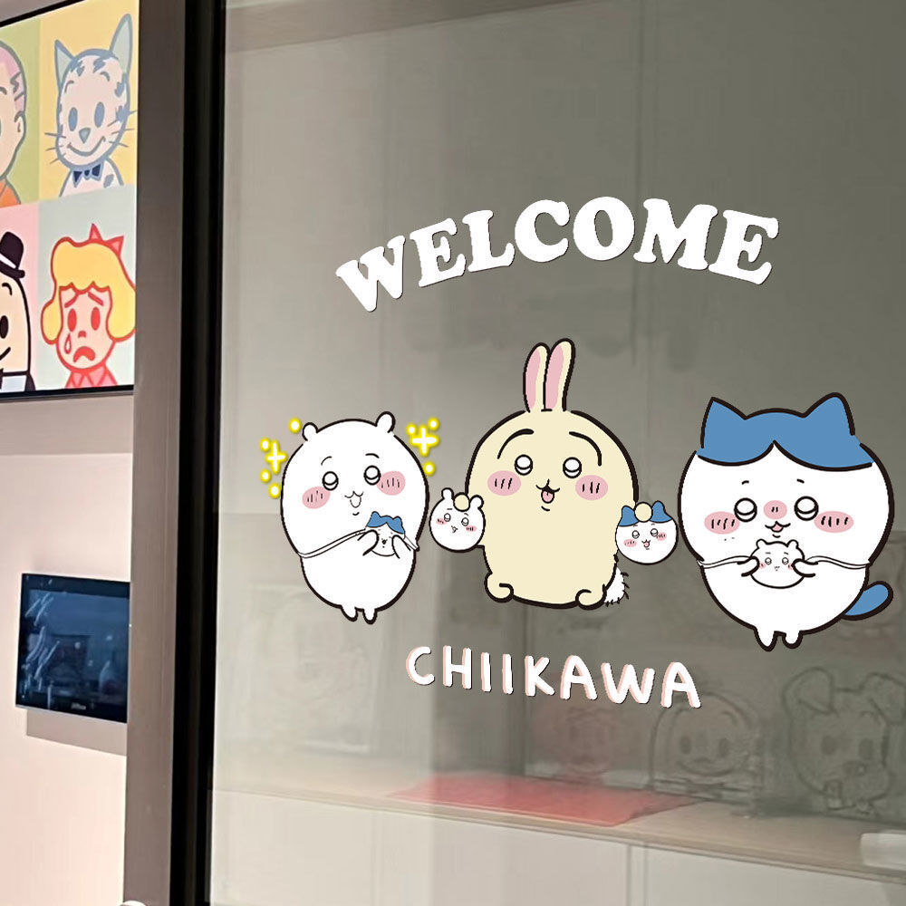 Chikawa chikawa การ์ตูนตกแต่งสติกเกอร์แบบคงที่เสื้อผ้านมชาขนมตะแกรงหน้าต่าง#94ALNMJ#