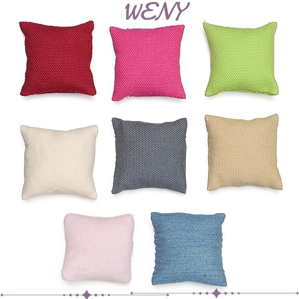 WENY 2PCS Mini Dollhouse Pillows 1:12 Scale Doll House Supplies Play House Doll Accessories