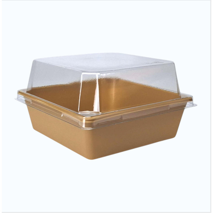 กล่องเค้กสี่เหลี่ยม ฐานสีลื่ยมน้ำตาล  G-1314CA บรรจุ 50 ชิ้น