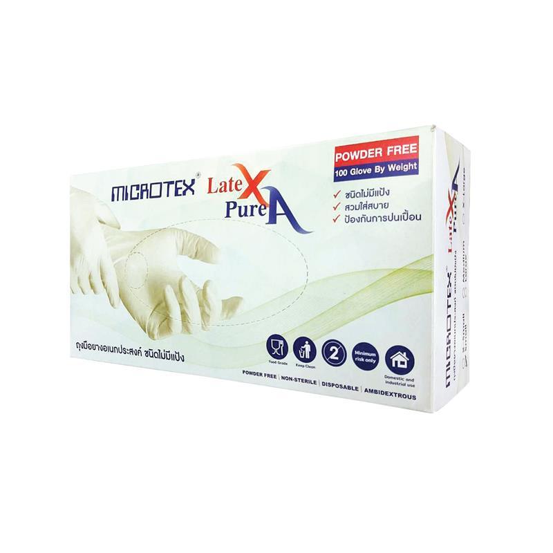 MICROTEX ถุงมือยางธรรมชาติไม่มีแป้ง L Latex Pure A