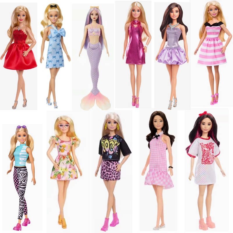 Barbie Barbie Fashionista Blue Double Ponytail S Fruit Skirt Girl Play House Dress Up Doll GRB50