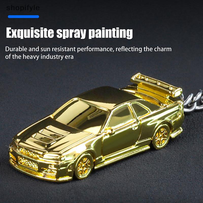 Shopifyle 1:64 Scale GTR-R34 RS7 รถของเล่นรถโลหะDiecastพวงกุญแจElectroplatingภาพวาดพวงกุญแจเด็กสําหร