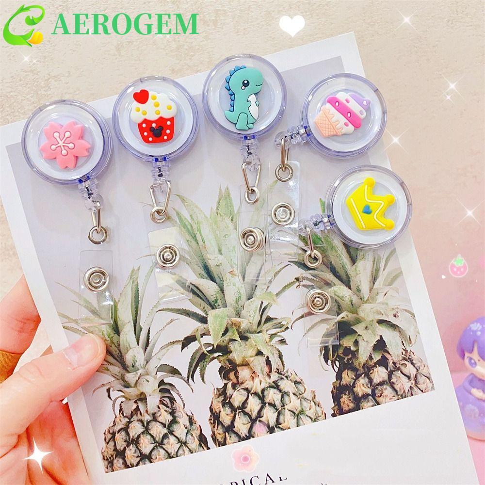 AEROGEM ID Card Clips ABS Cute Card Holder Name Tag Cartoon Student Name Card Holder
