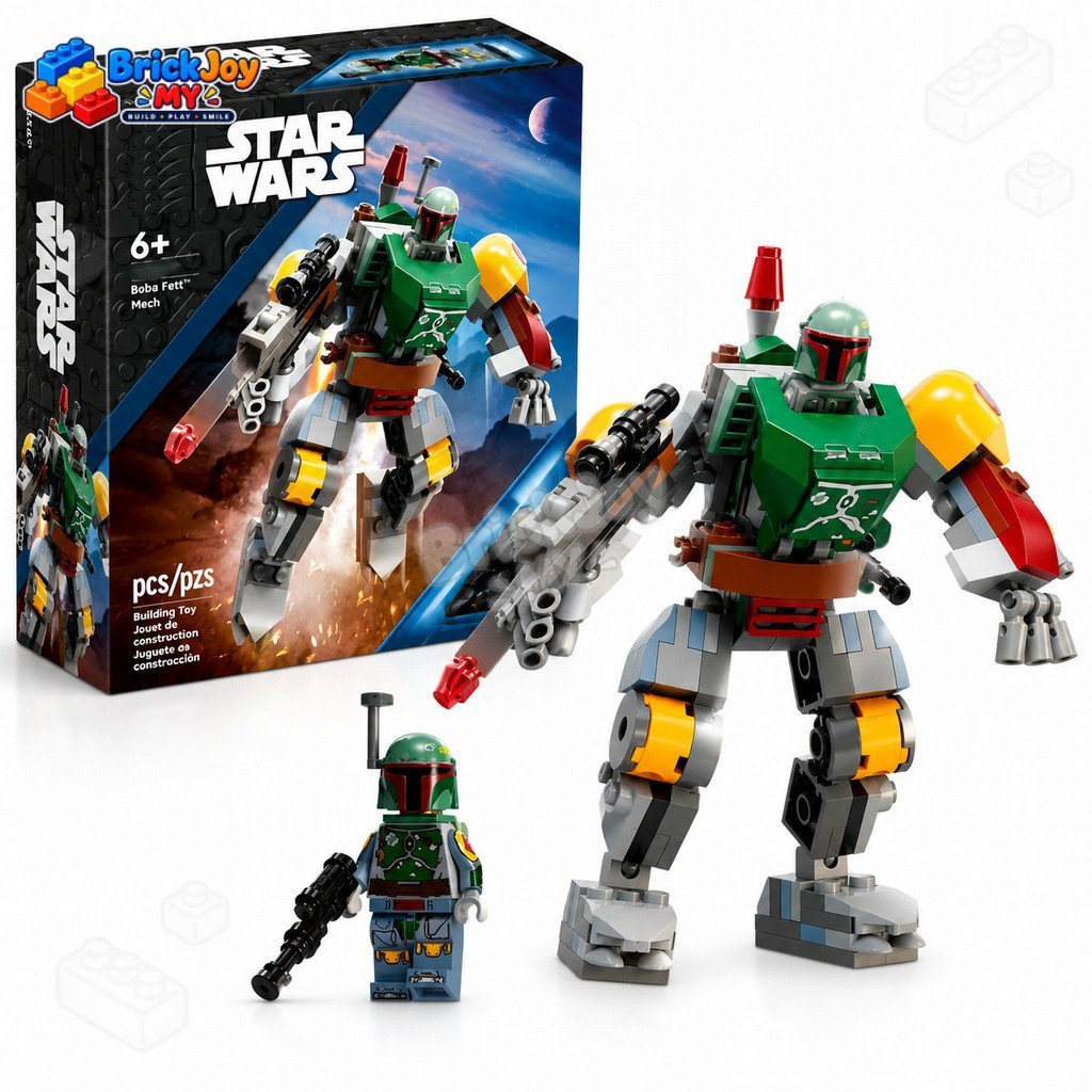 พร้อมสต็อก75369 ชุดบล็อกตัวต่อ Boba Fett Mecha, โมเดลเกราะหุ่นยนต์ Sci-Fi ชุดประกอบอิฐ DIY, ของขวัญข
