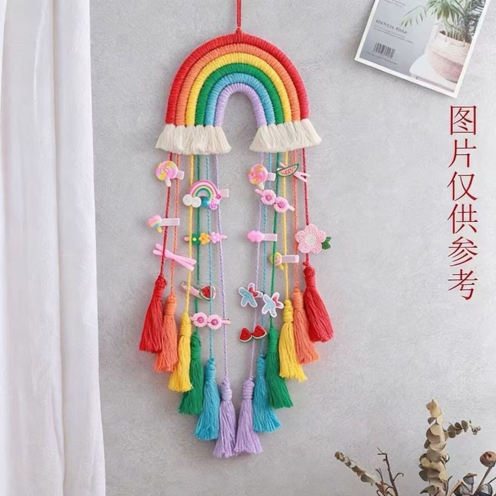 CH~Rainbow Tapestry diy Handmade weaving material kit for children's room decorations, storage, hair