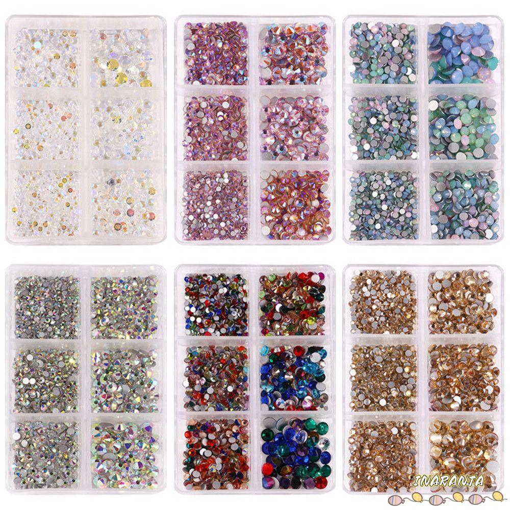 INARANJA 1000 ชิ้นเล็บ Rhinestones ss6-ss20 แก้วหินแบนกลับ AB คริสตัล