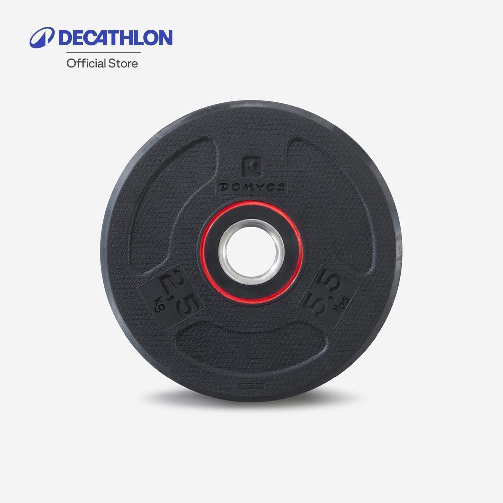 Decathlon Rubber Disc Weight 28 Mm 2.5 Kg เวทเคลือบยางแผ่นกลมขนาด 28 มม. หนัก 2.5 กก. - Black