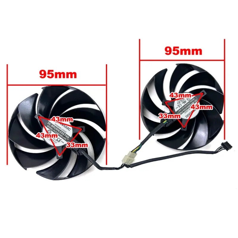 พัดลมระบายความร้อนใหม่ 95 มม.4PIN PLD10010S12HH RTX4060TI GPU พัดลมสําหรับ MSI GeForce RTX 4060 Ti G
