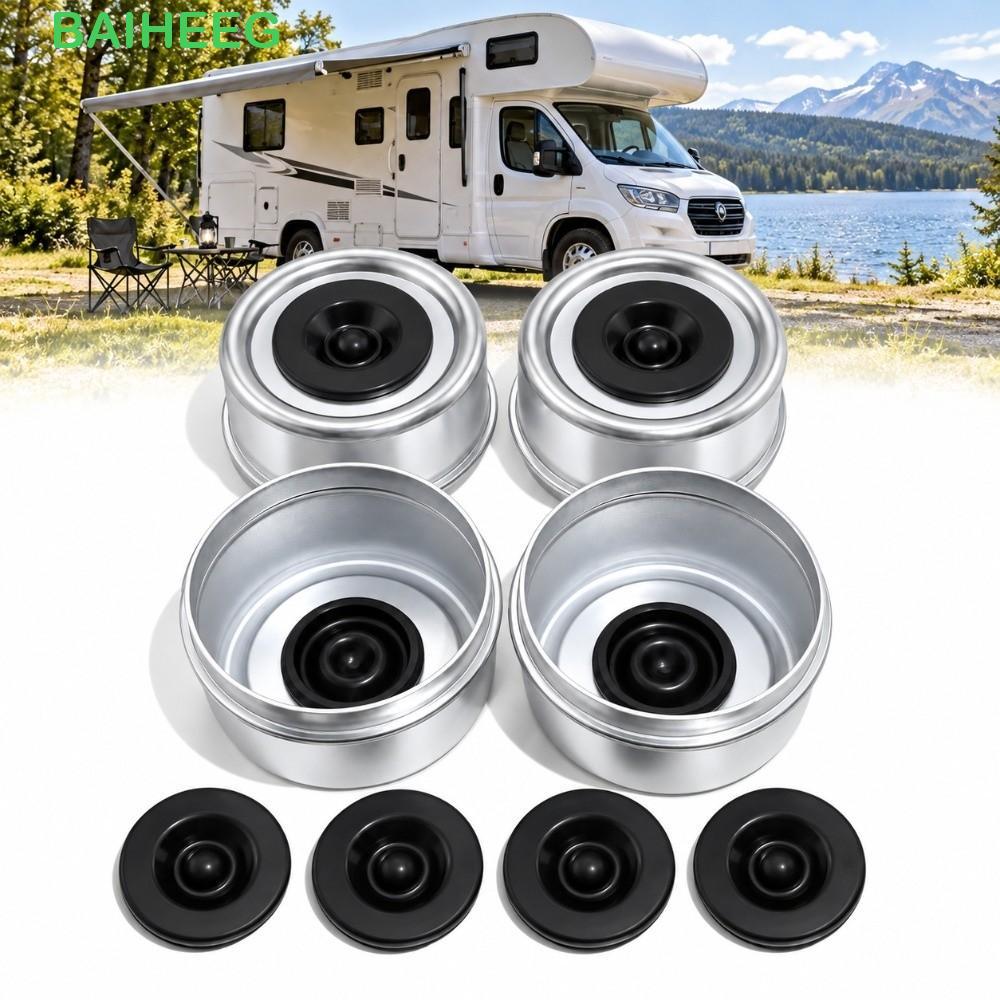 BAIHETH 4PCS Trailer Axle Dust Cap, Heavy Duty 2.44 นิ้ว Trailer Hub Dust Cap, ทนทานพร้อมปลั๊กยางแบร