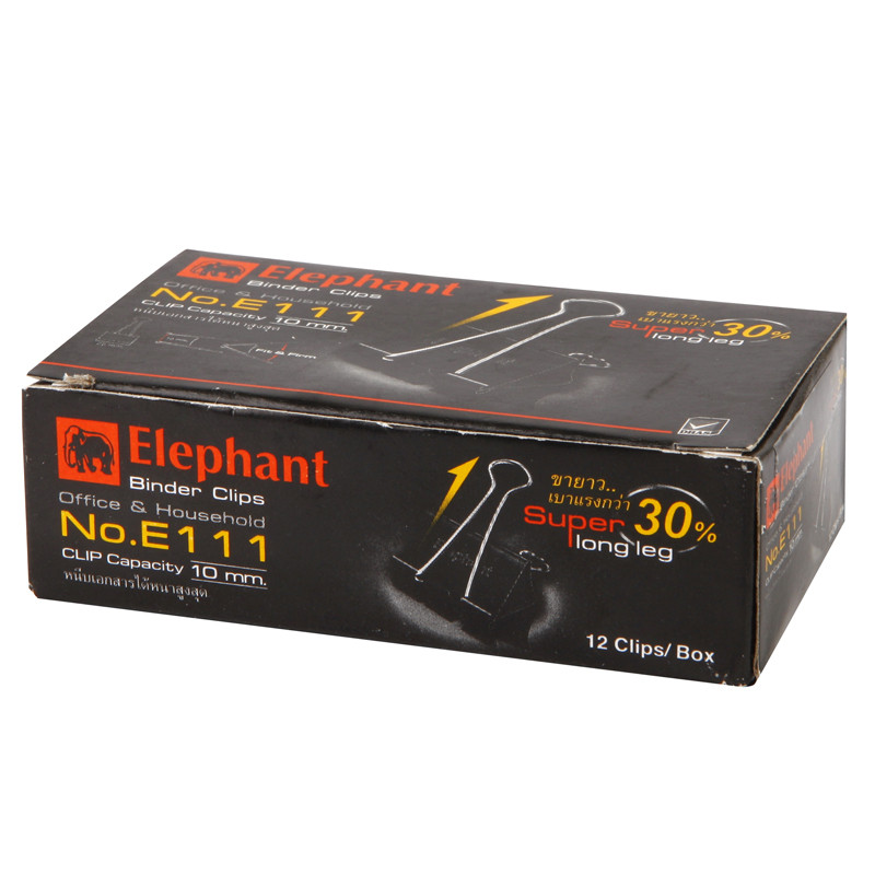 ELEPHANT คลิปดำ 25 มม. รุ่น E111 (กล่อง 12 ตัว)