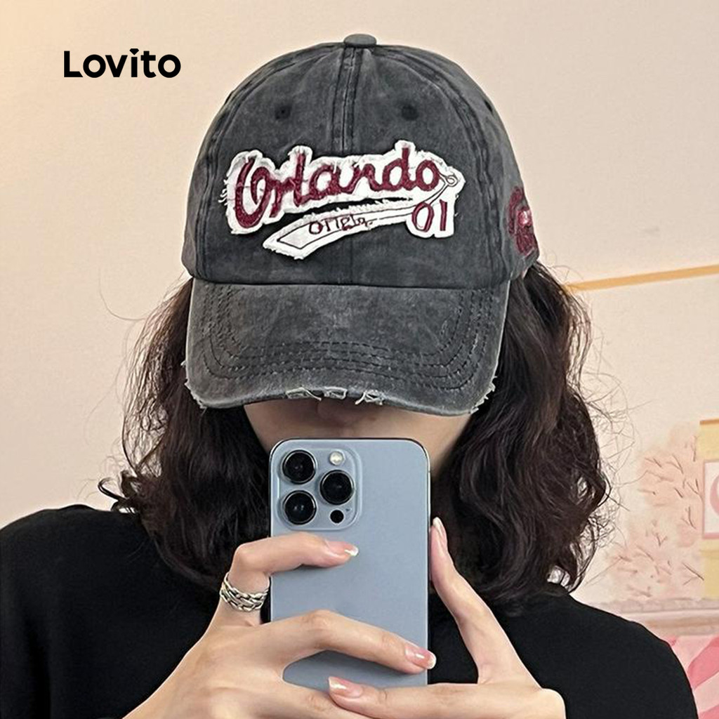Lovito قبعة بحروف مطرّزة — ستايل كوري — صورة 3