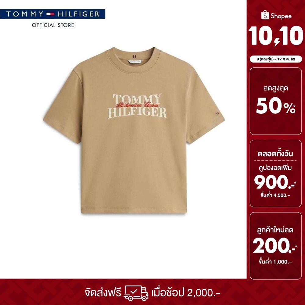 Tommy Hilfiger เสื้อยืด ผู้หญิง รุ่น WW0WW47884 AEI - สีน้ำตาล ทรง Relaxed