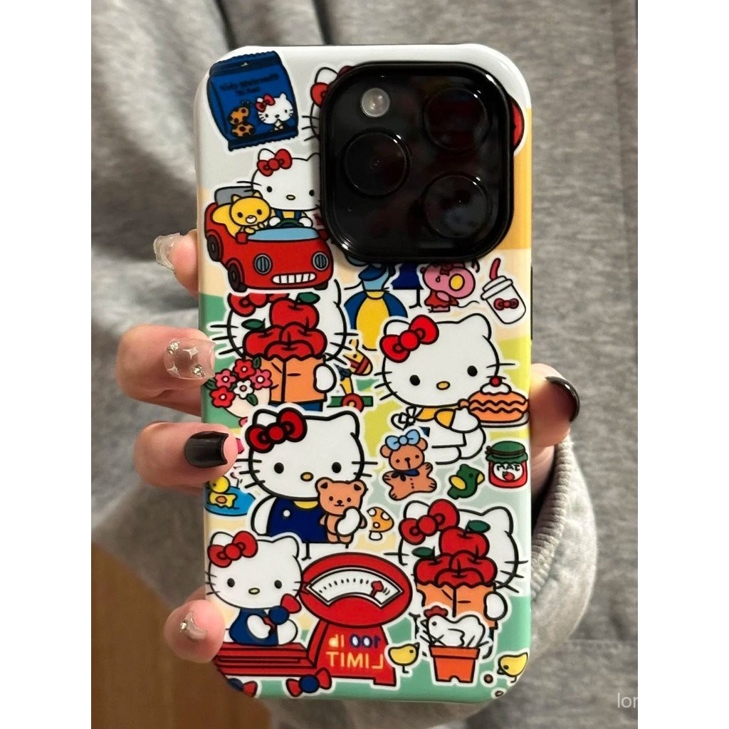 เต็มหน้าจอการ์ตูนแมวสาวร้อนสองชั้นป้องกันการล่มสลายเหมาะสําหรับ iPhone 17PROMAX 17AIR โทรศัพท์มือถือ