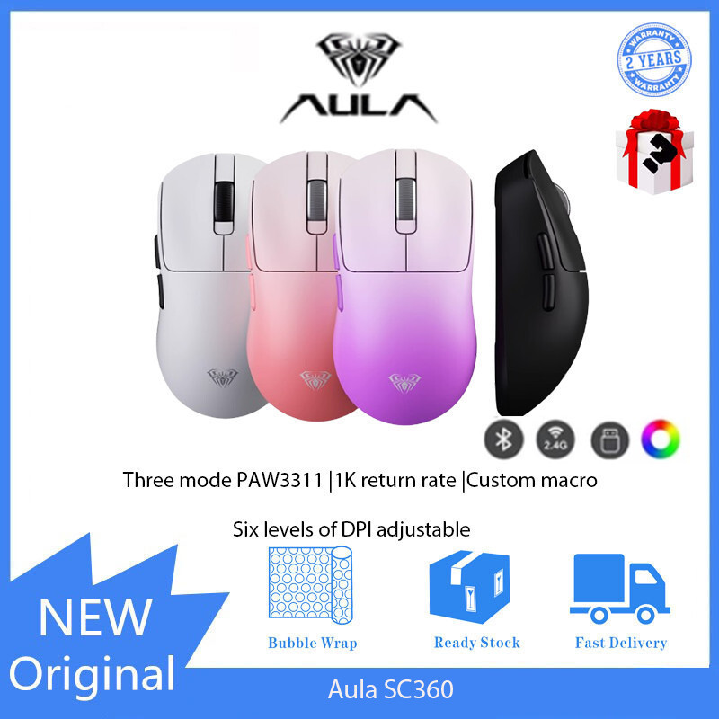 Aula SC360 Esports Trimode Mouse 2.4G เกมคอมพิวเตอร์บลูทูธแบบมีสายHT99 L6BW