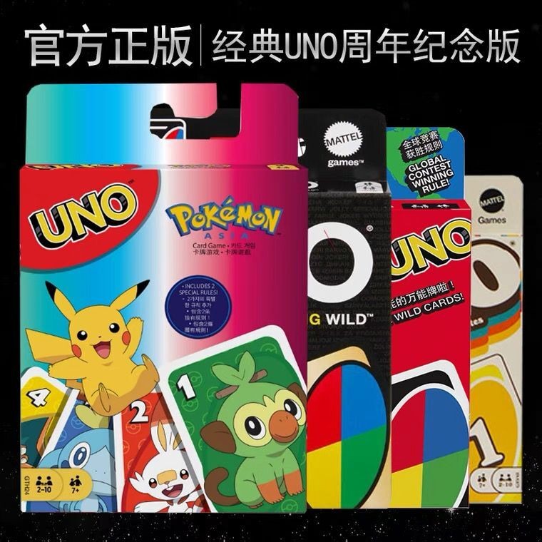 เกมกระดานการ์ด Uno Solitaire Uno ของแท้ Uno Pokémon Jurassic Anniversary Leisure Party Game
