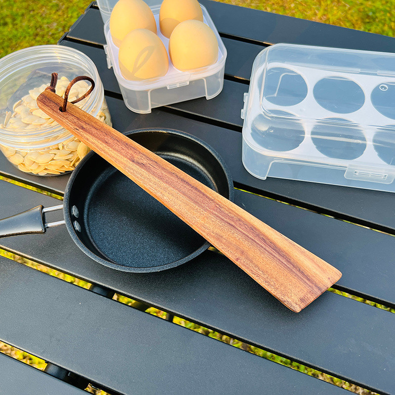 T Thailand ไม้พายไม้สัก Outdoor Camping แบบพกพา Non-Stick Pan ในครัวเรือนไม้พายไม้เนื้อแข็งน้ําหนักเ