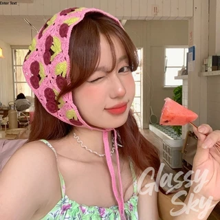 Glassy Sky 💖พร้อมส่ง💖 ผ้าโพกผมถักไหมพรม ทรงสามเหลี่ยม ผ้าโพกหัว ใส่ไปทะเลน่ารักมาก หลายแบบ(TJ-111)