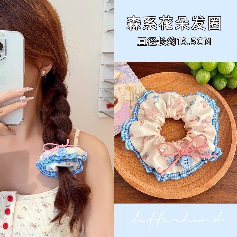 เซตscrunchieสีชมพูขนาดใหญ่ พร้อมใช้งาน อุปกรณ์เสริมแต่งผมสไตล์เกาหลี - รูปที่ 4
