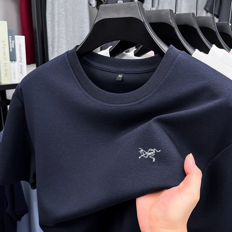 ARCTERYX แฟชั่นขายร้อนพิมพ์ดอกไม้และนกรูปแบบแขนสั้นเสื้อยืดสําหรับชายรอบคอด้านบนเสื้อยืดแฟชั่น