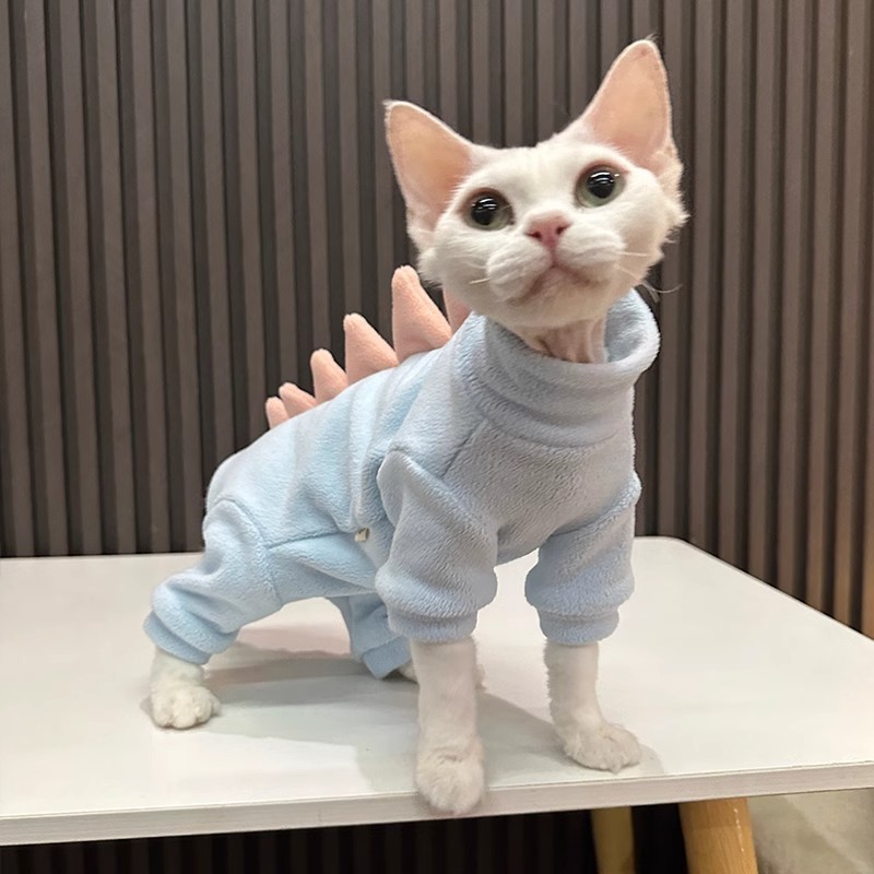 New Pet Four-Legged Clothes Fleece Belly Protection Small Dinosaur Hairless Cat Clothes Sphinx Cat G