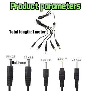 สายชาร์จ USBหัวกลม 5หัว DC 5.5/4.0/3.5/2.5/ 2.0mm . สำหรับเครื่องใช้ไฟฟ้าขนาดเล็กต่างๆ ยาว20CM