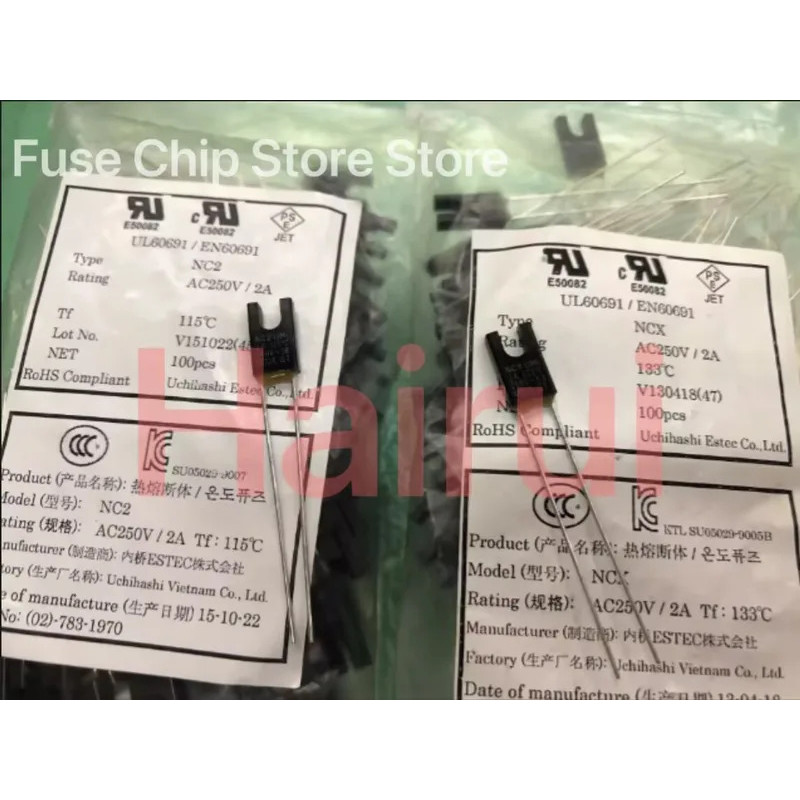 10 ชิ้น ~ 50 ชิ้น/ล็อตอุณหภูมิฟิวส์ NC2 2A 115 NCX 2A 133 องศา 2A 250V / 3.5A 125V / 50VDC 4A RH สแค