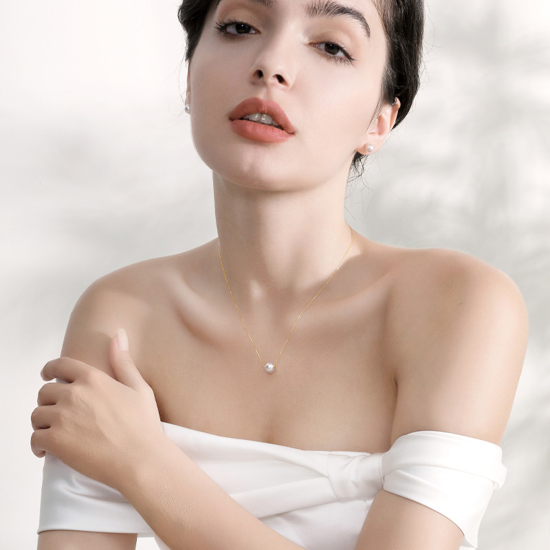 สร้อยคอมุก Tahitian Akoya 18K Gold Aurora สำหรับของขวัญ Qixi