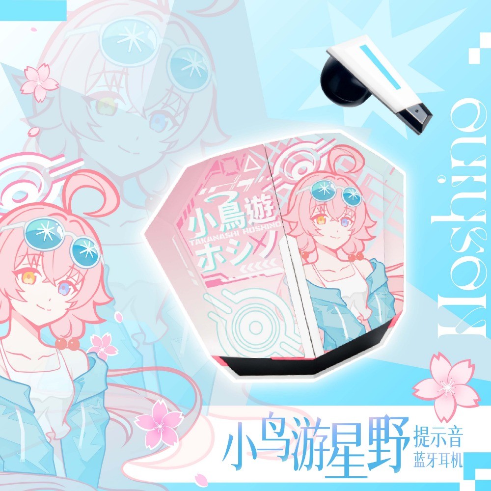 Free Gifts‌Takanashi Hoshino หูฟังบลูทูธพร้อม Voiceline ไร้สายสีชมพู TWS คุณภาพเสียงไฮไฟความทนทานยาว