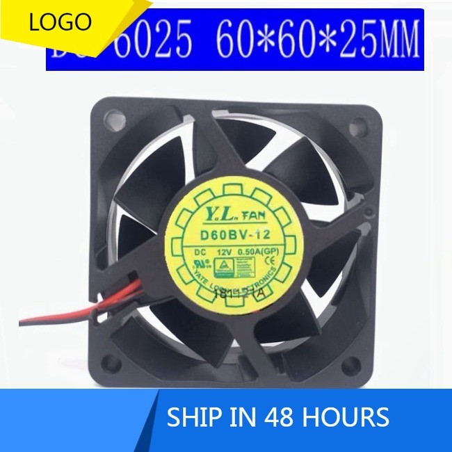 D60BV-12 6025 12V 0.50 A 6 ซม./ซม. พัดลมระบายความร้อนเซิร์ฟเวอร์ปริมาณอากาศสูง