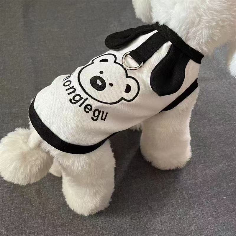 หมีน้อยน่ารักพิมพ์แมวแมวป้องกันขุยเสื้อกั๊กสุนัขแขนกุดเสื้อผ้าสัตว์เลี้ยง