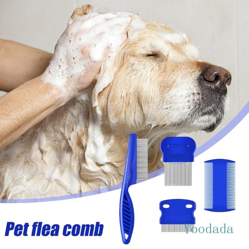 Yoo Cats เครื่องมือกําจัดหมัดหวีฟันสแตนเลสละเอียดสําหรับสุนัขพันธุ์เล็ก 4 ชิ้น