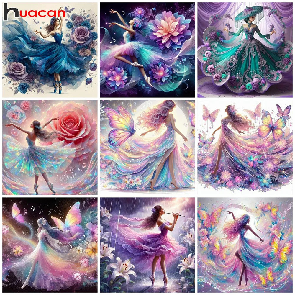 Huacan Full Diamond Painting Portrait Girl 5d Diy Dimond ดอกไม้โมเสคคอลเลกชันใหม่ Home Art Decor Rhi