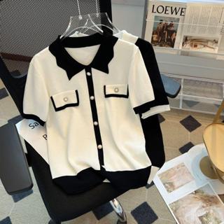 เสื้อยืดผ้าไหมน้ำแข็ง ไซซ์พิเศษ (40-150kg) แขนสั้น ลายบล็อกส…