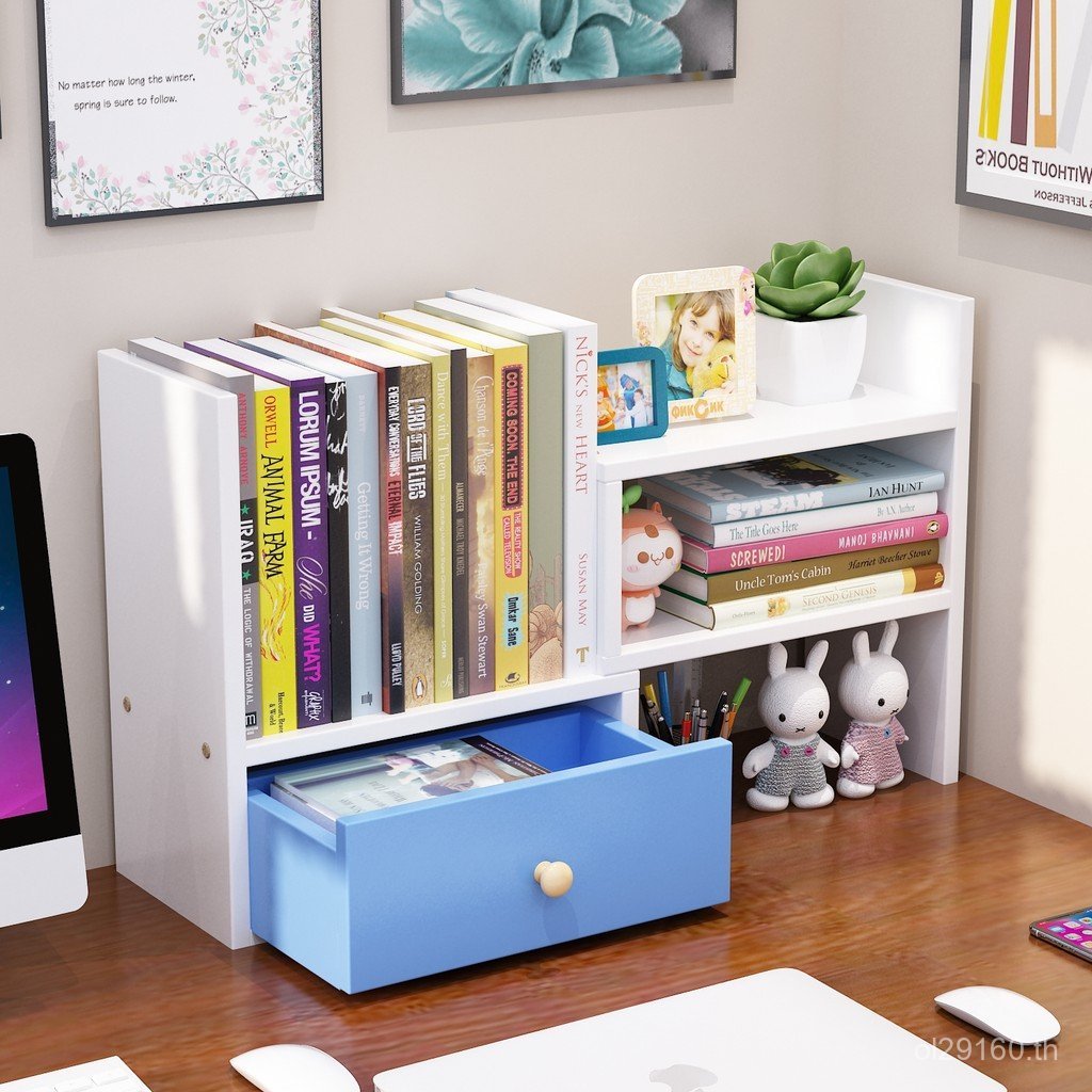 พร้อมลิ้นชักโต๊ะสํานักงานชั้นวางหนังสือขนาดเล็กที่เรียบง่ายเด็กหยุนชั้นวางโต๊ะนักเรียนสก์ท็อปการจัดเ