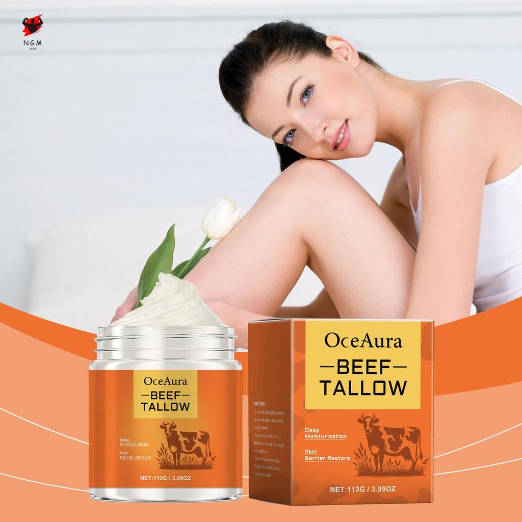 Beef Tallow Cream Moisturizer สําหรับผิวหน้าและผิวกาย - Non-Greasy Honey Balm Skin Care 113g