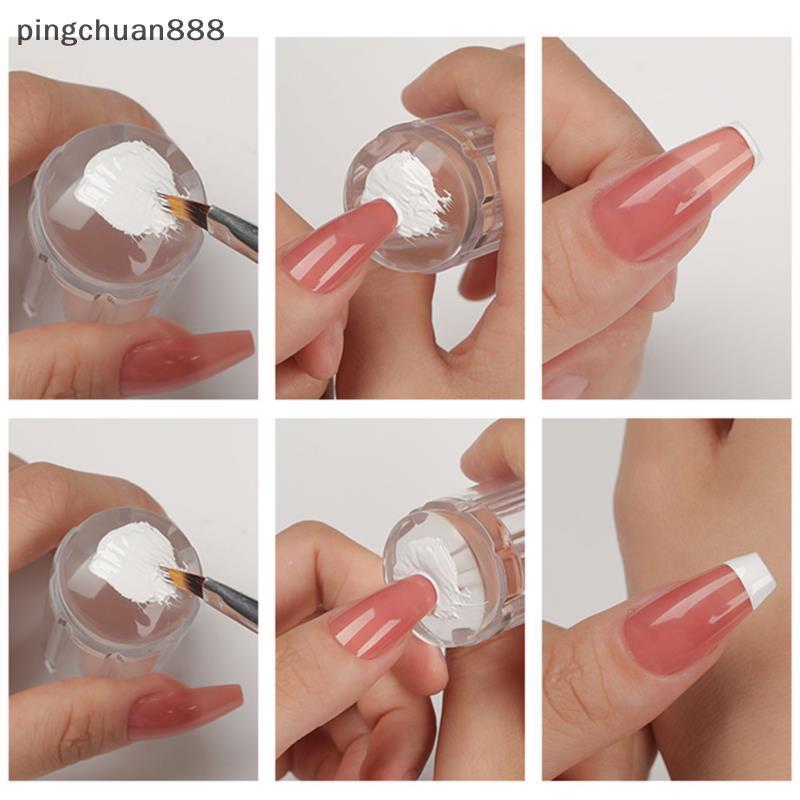 Pingchuan888 Easy-French Nail Stamper Monocle Jelly พิมพ์ซิลิโคน Transfer พิมพ์ Scraper Nice