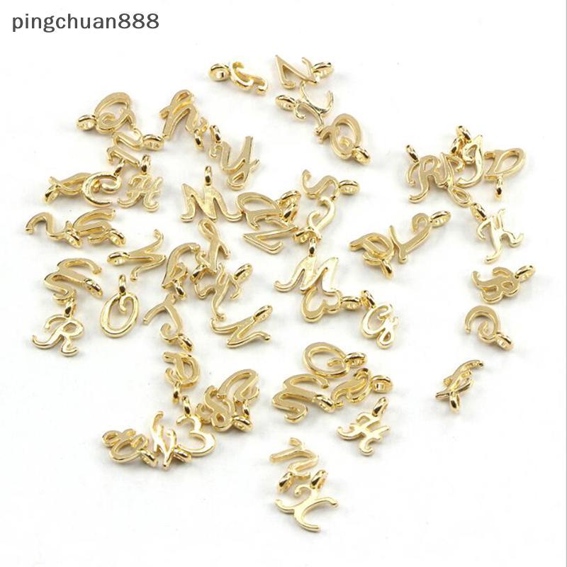 Pingchuan888 26 ชิ้นทอง AZ ตัวอักษรตัวอักษร Charms จี้ DIY เครื่องประดับทําอุปกรณ์เสริม Nice