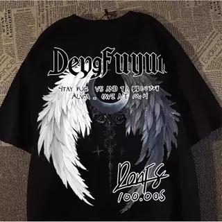 เสื้อยืดแขนสั้นสไตล์สตรีทอเมริกันแบรนด์ดังสำหรับผู้ชายและผู้หญิงในช่วงฤดูร้อนสไตล์สตรีทย้อนยุคหลวมๆ เสื้อคู่รัก