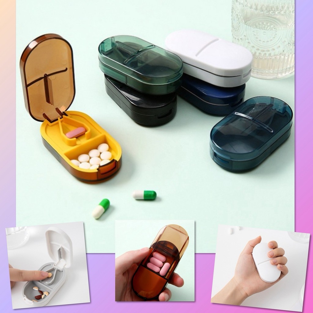 🐱 กล่องตัดยา กล่องเก็บยา กล่อง แบ่งยา ตัดเม็ดยา พกพา ตลับยา ใบมีดคม แยกยา Pill Cutter รุ่นอัพเกรด 🐱