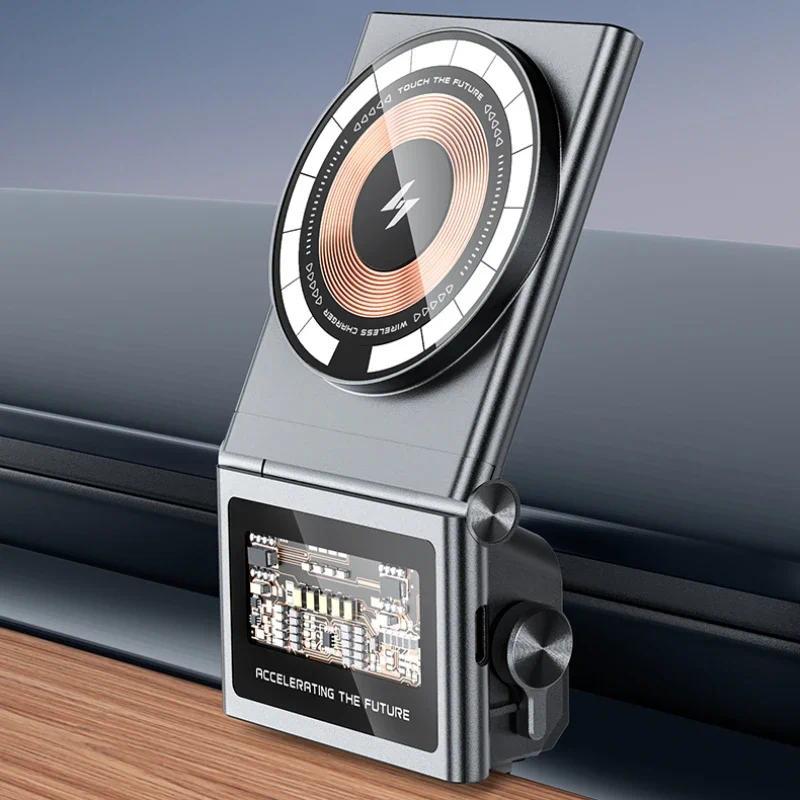 Punk สไตล์ 15W แม่เหล็ก Macsafe รถไร้สาย Fast Charger สําหรับ Tesla รุ่น 3/Y และ 14 13 12 11 Pro Max
