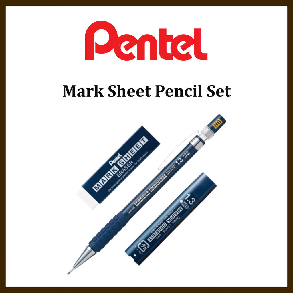 Pentel Mark Sheet Mechanical Pencil with Eraser and Replacement Leads Set