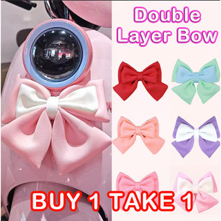 [HOT] Cute Dual-Color Bow Helmet Decoration for Women & Girls – Universal Motorcycle/E-Bike/Car